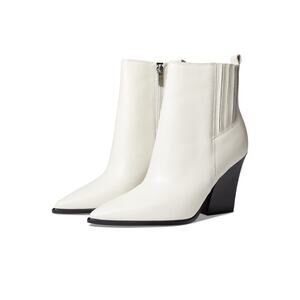 Marc Fisher Womens Mayden Ivory Pointed Toe Block Heel Ankle Boots Size 6 M